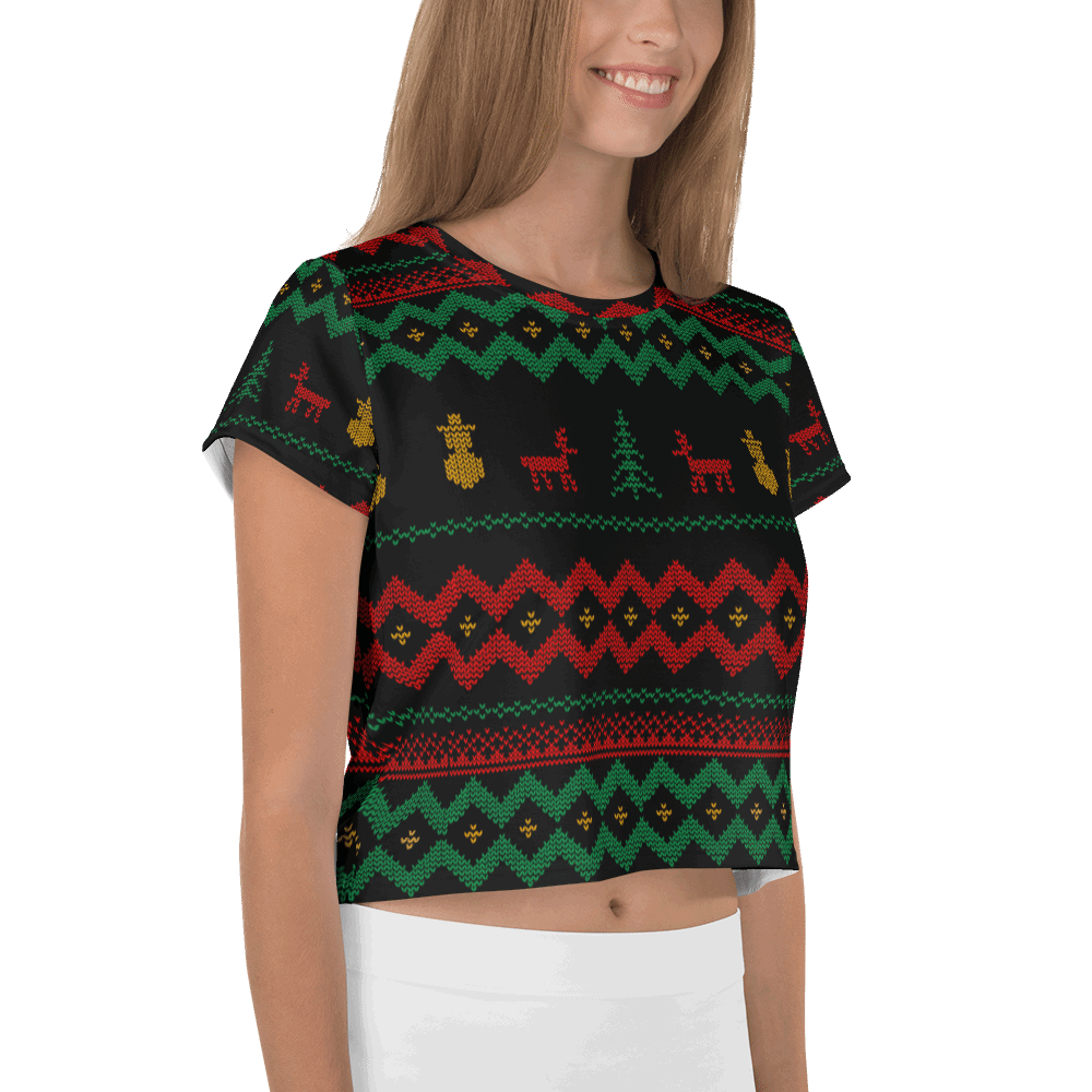 Christmas Merry Sweater Crop Tee TeeSpect