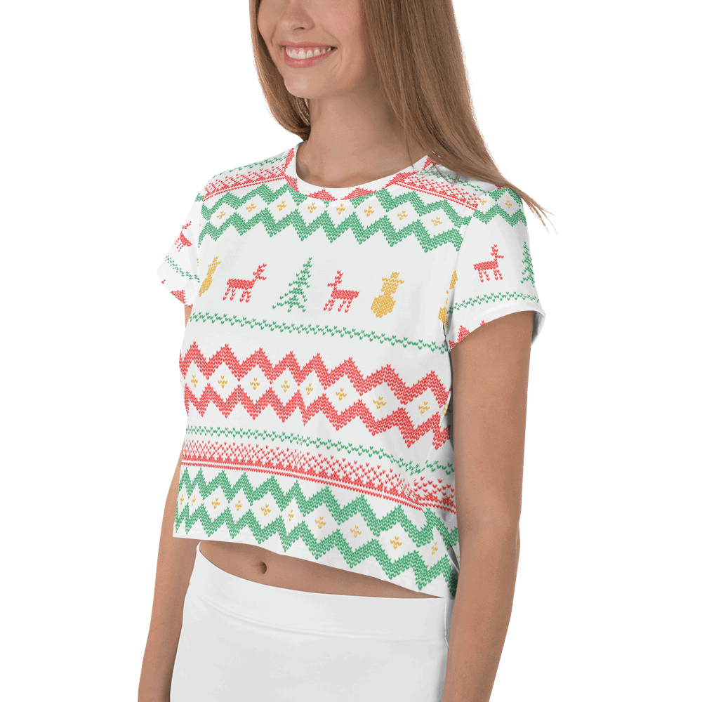 Christmas Merry Sweater White Crop Tee TeeSpect