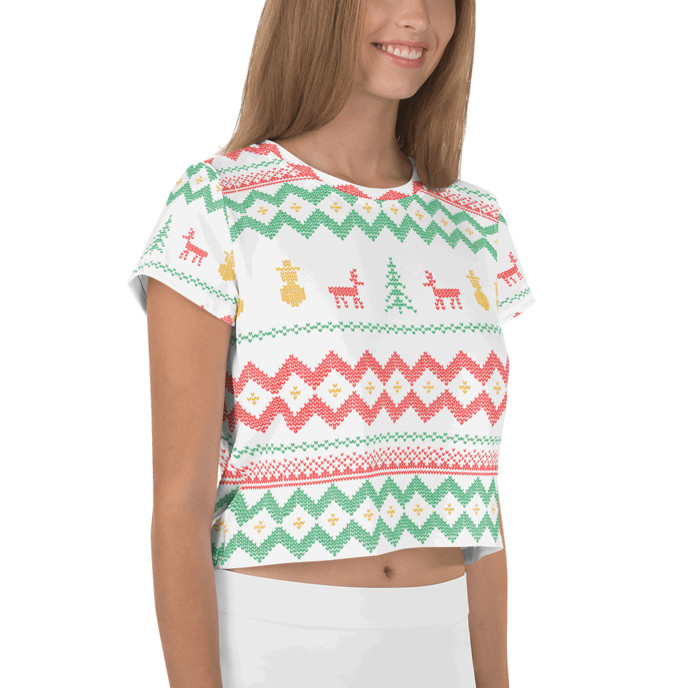 Christmas Merry Sweater White Crop Tee TeeSpect