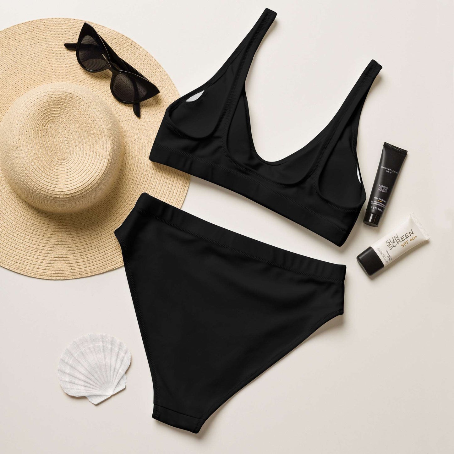 Black Recycled High-Waisted Bikini
