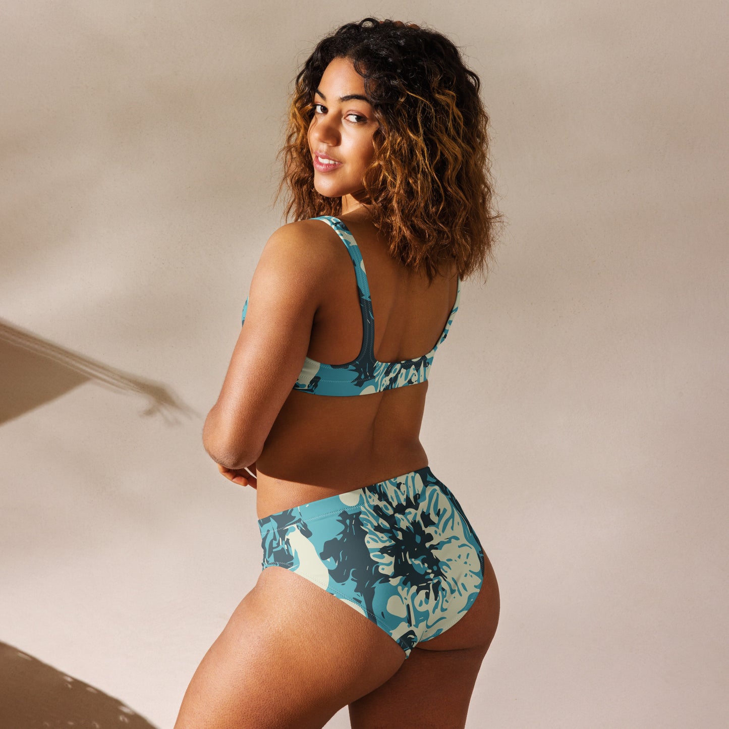 Tri Color Floral Recycled High-Waisted Bikini