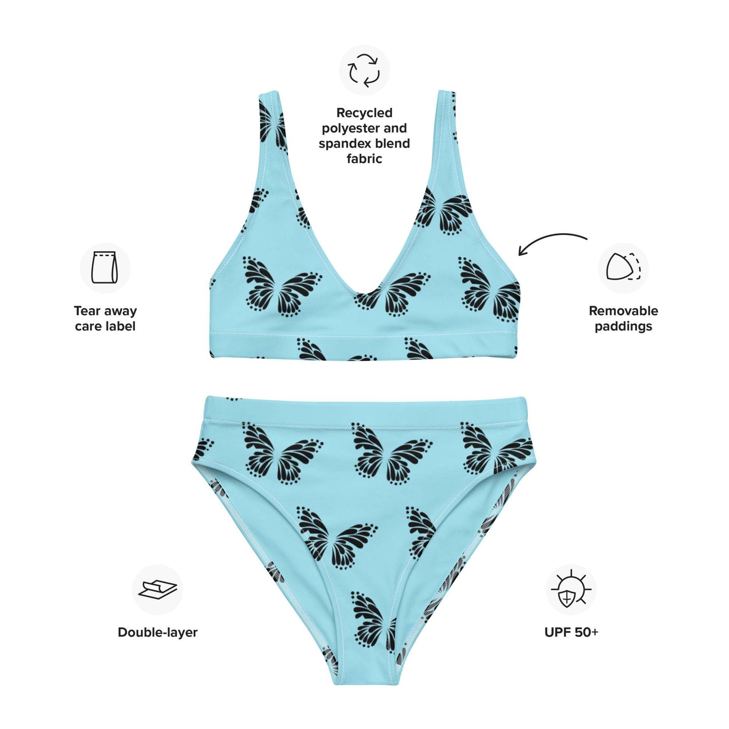 Butterfly Recycled High-Waisted Bikini - Multiple Colors