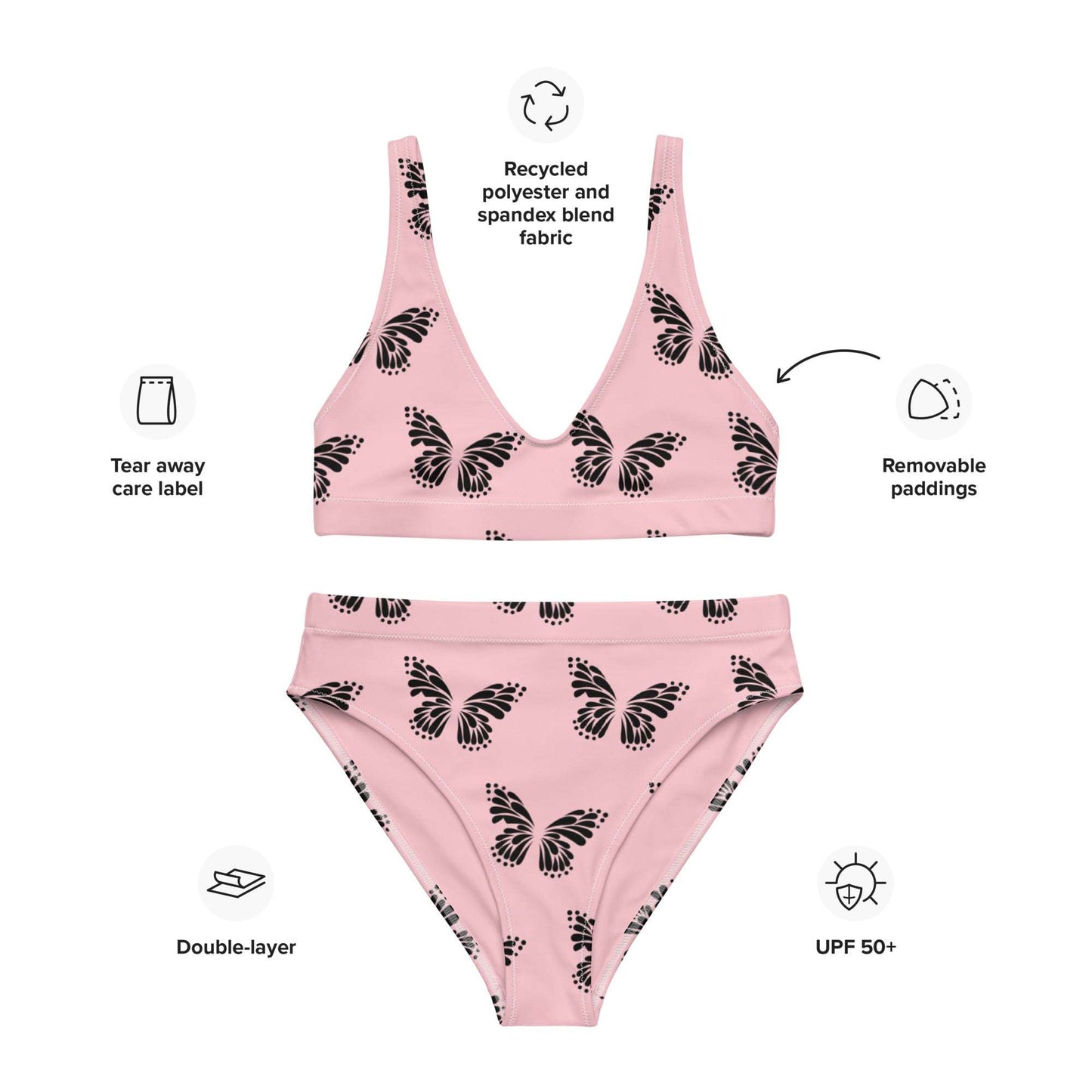 Butterfly Recycled High-Waisted Bikini - Multiple Colors