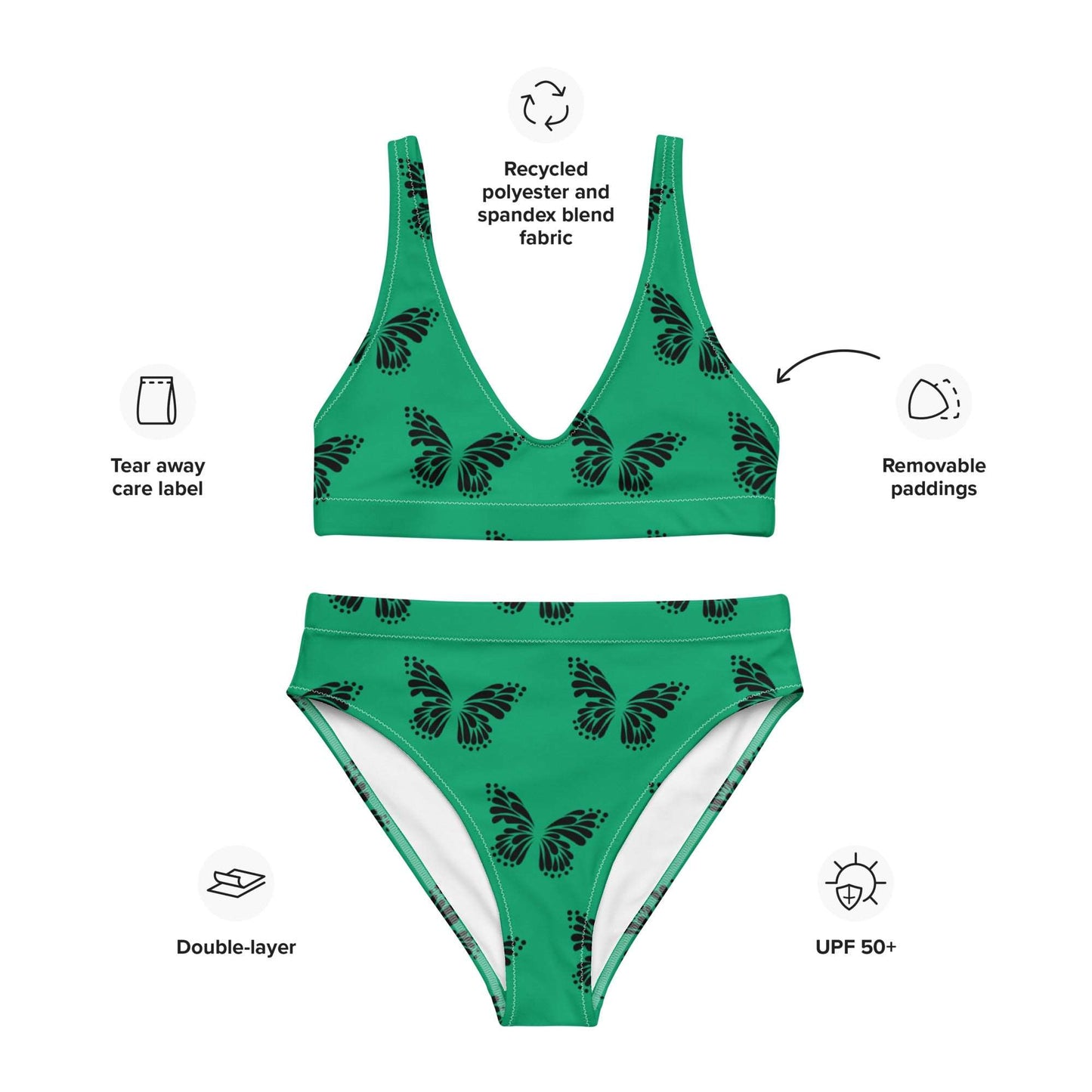 Butterfly Recycled High-Waisted Bikini - Multiple Colors