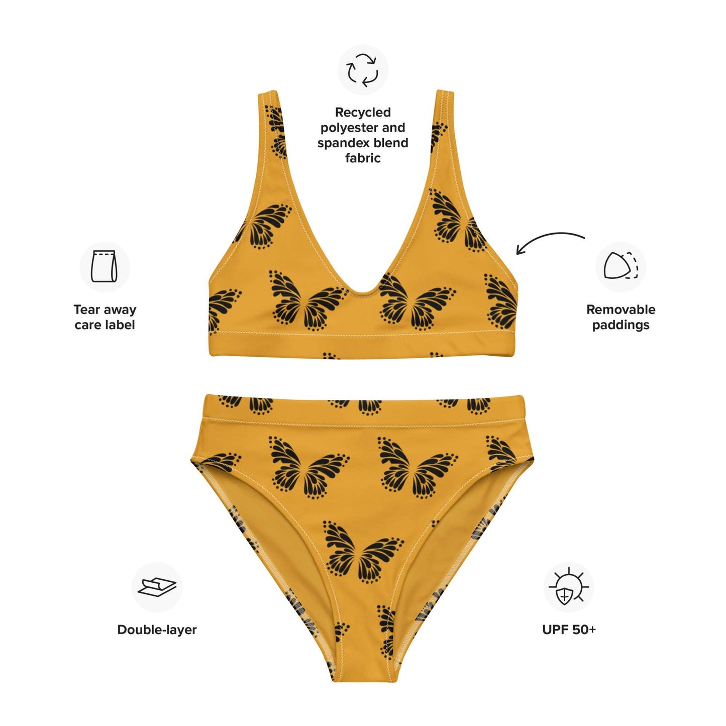 Butterfly Recycled High-Waisted Bikini - Multiple Colors