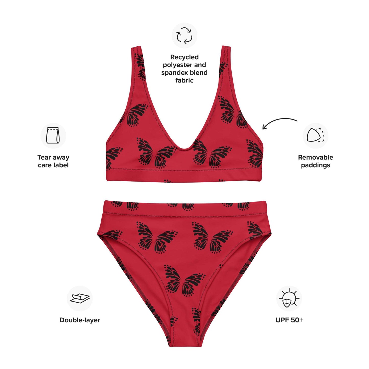 Butterfly Recycled High-Waisted Bikini - Multiple Colors