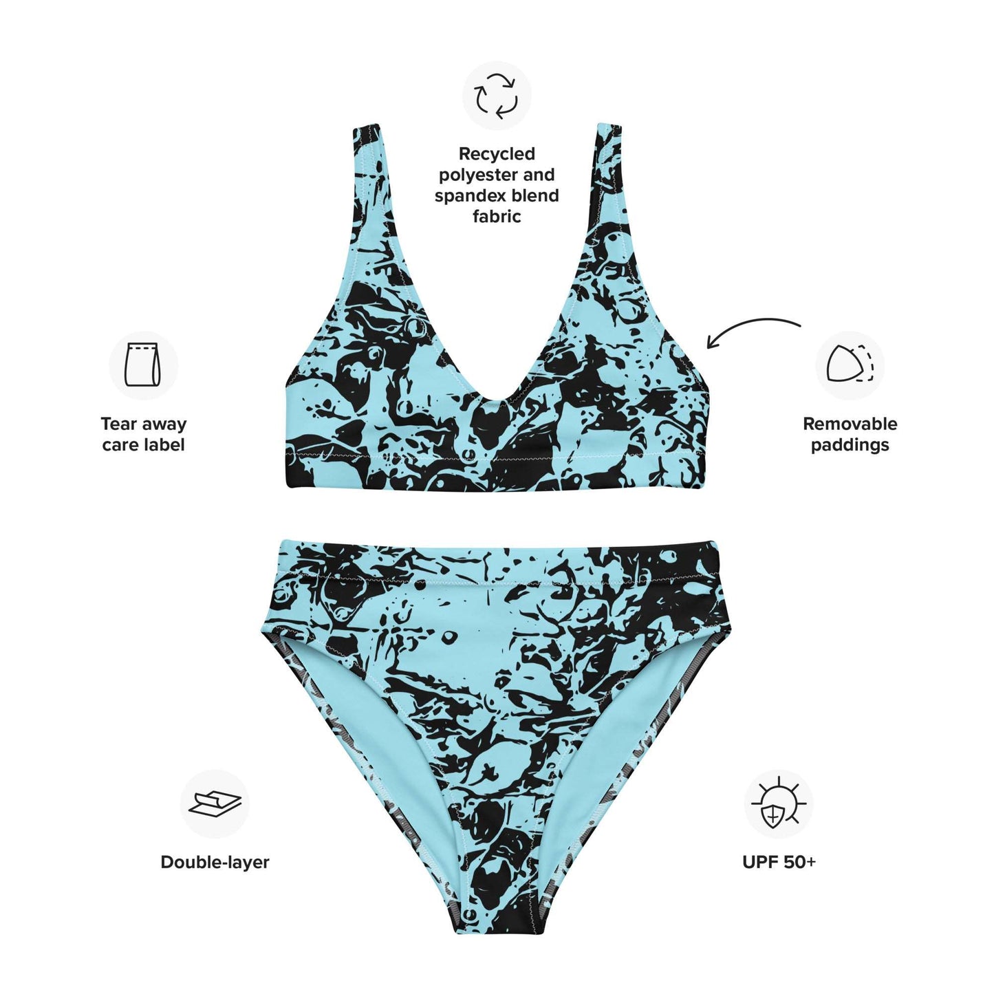 Autumn Chaos Sketch Recycled High-Waisted Bikini