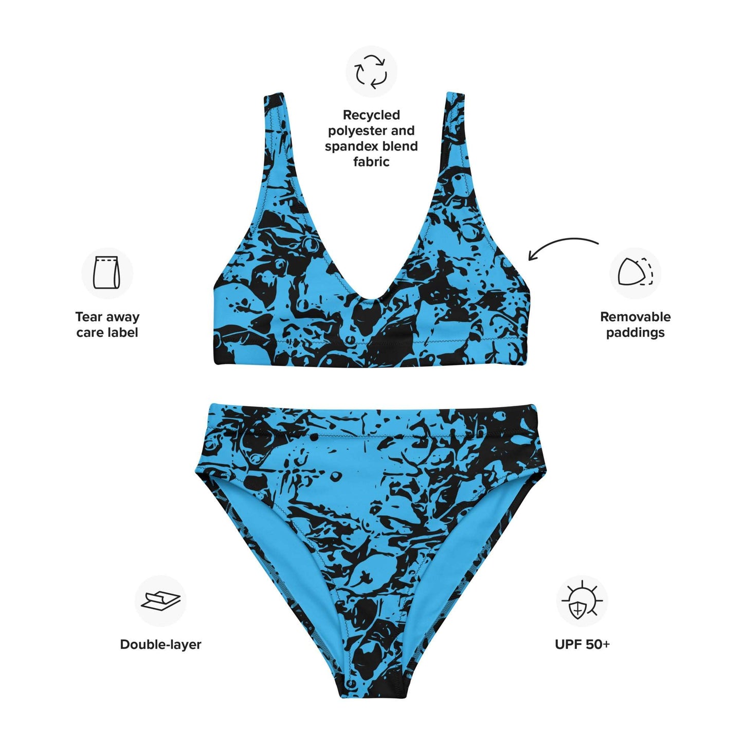 Autumn Chaos Sketch Recycled High-Waisted Bikini