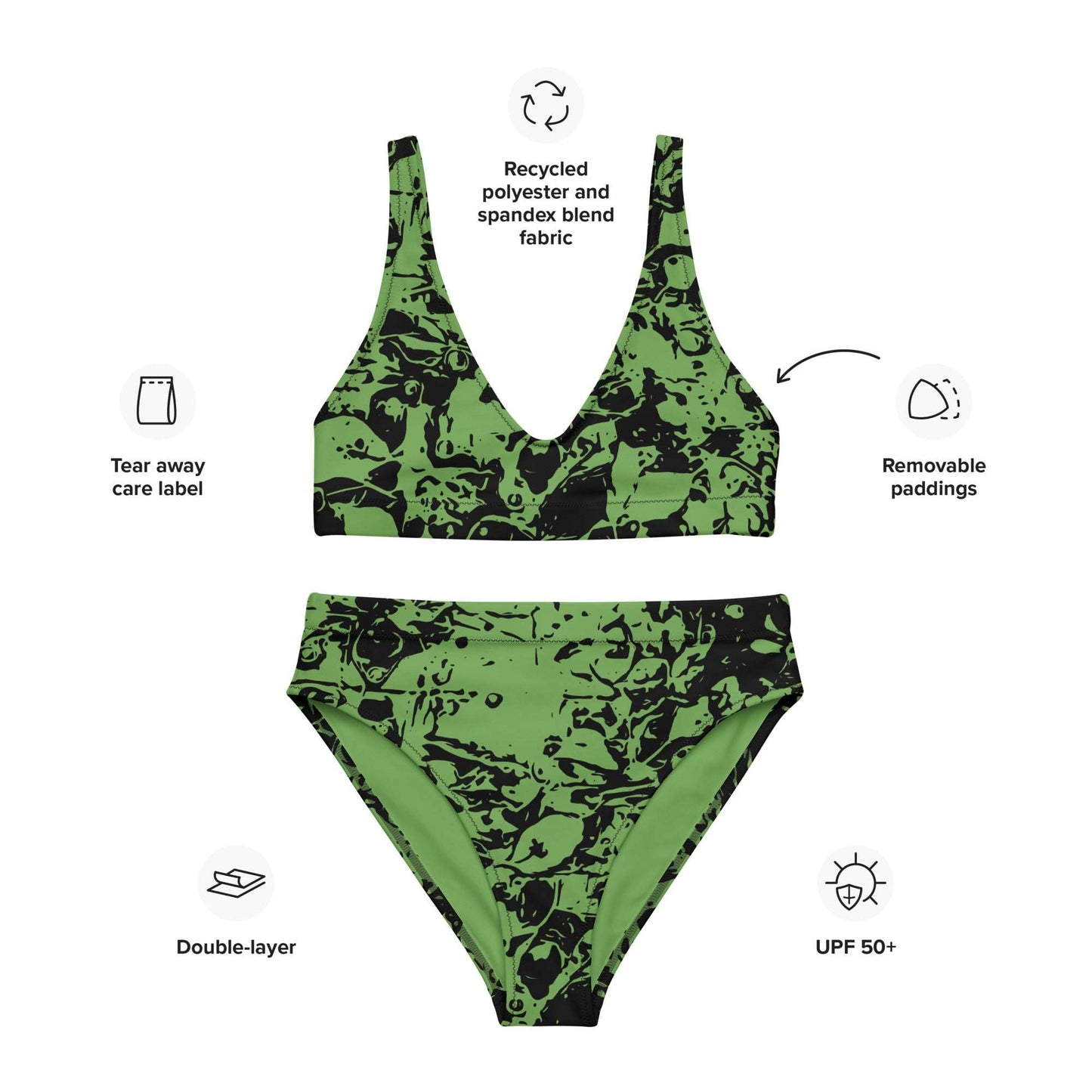 Autumn Chaos Sketch Recycled High-Waisted Bikini