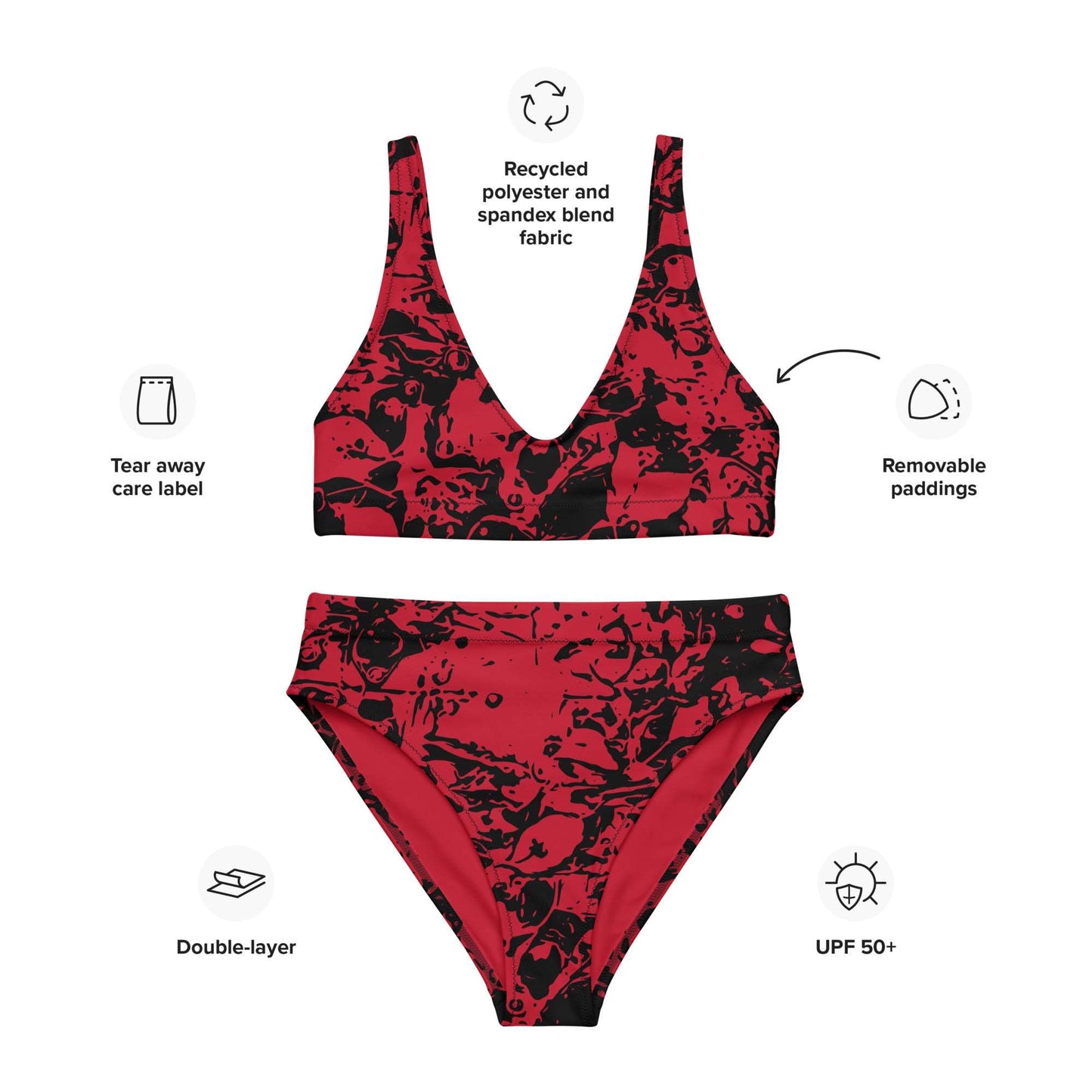 Autumn Chaos Sketch Recycled High-Waisted Bikini