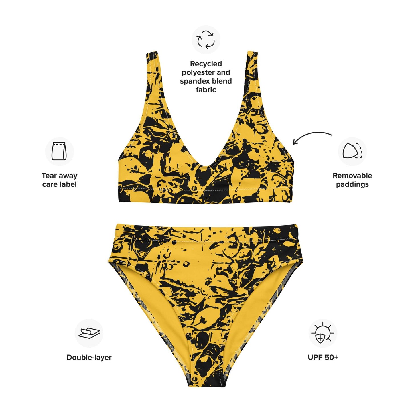 Autumn Chaos Sketch Recycled High-Waisted Bikini