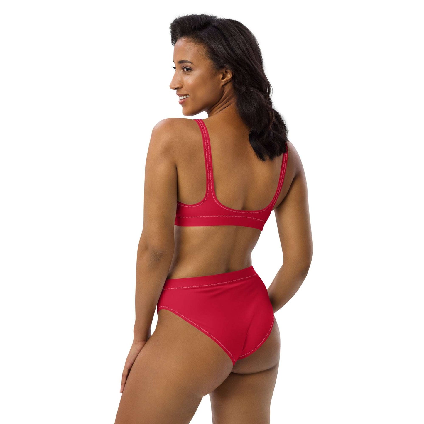 Cherry Red Recycled High-Waisted Bikini