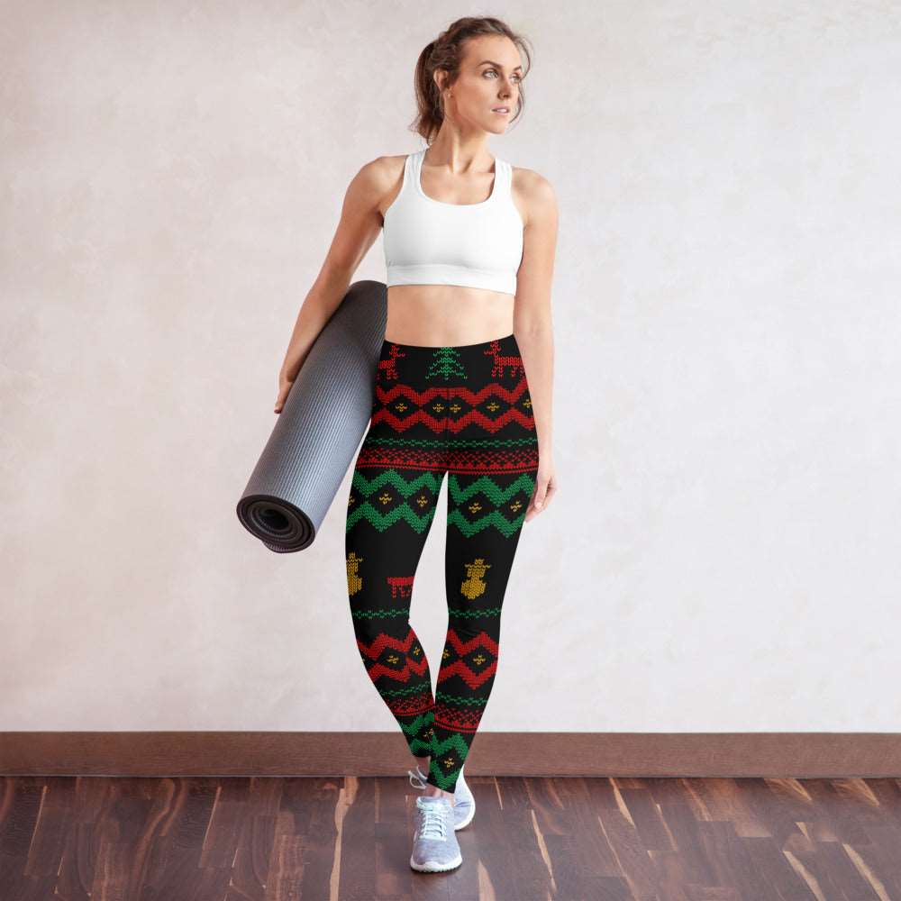 Christmas Merry Sweater Yoga Leggings TeeSpect