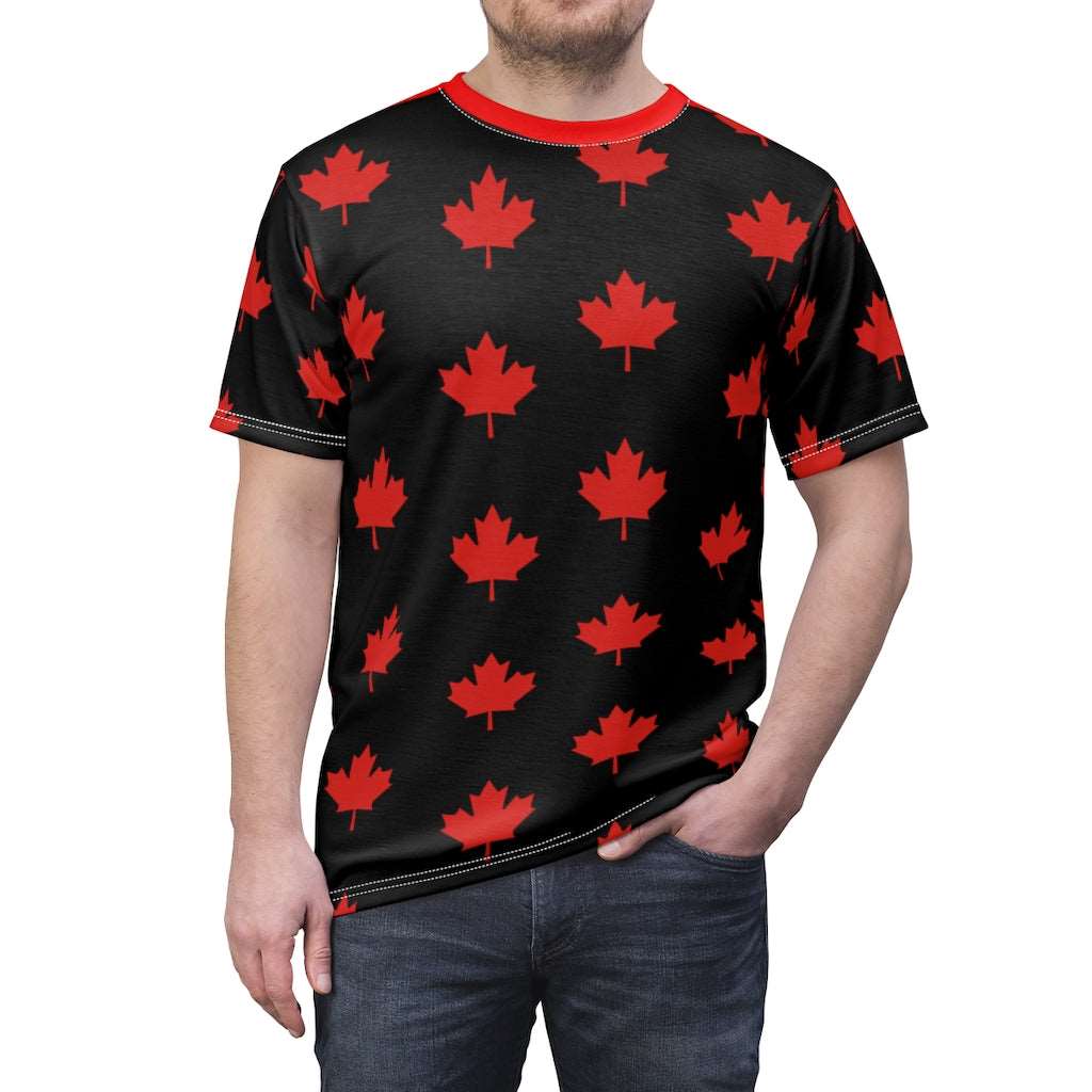 All Maple-Leafed Out Unisex AOP Cut & Sew Tee Black TeeSpect