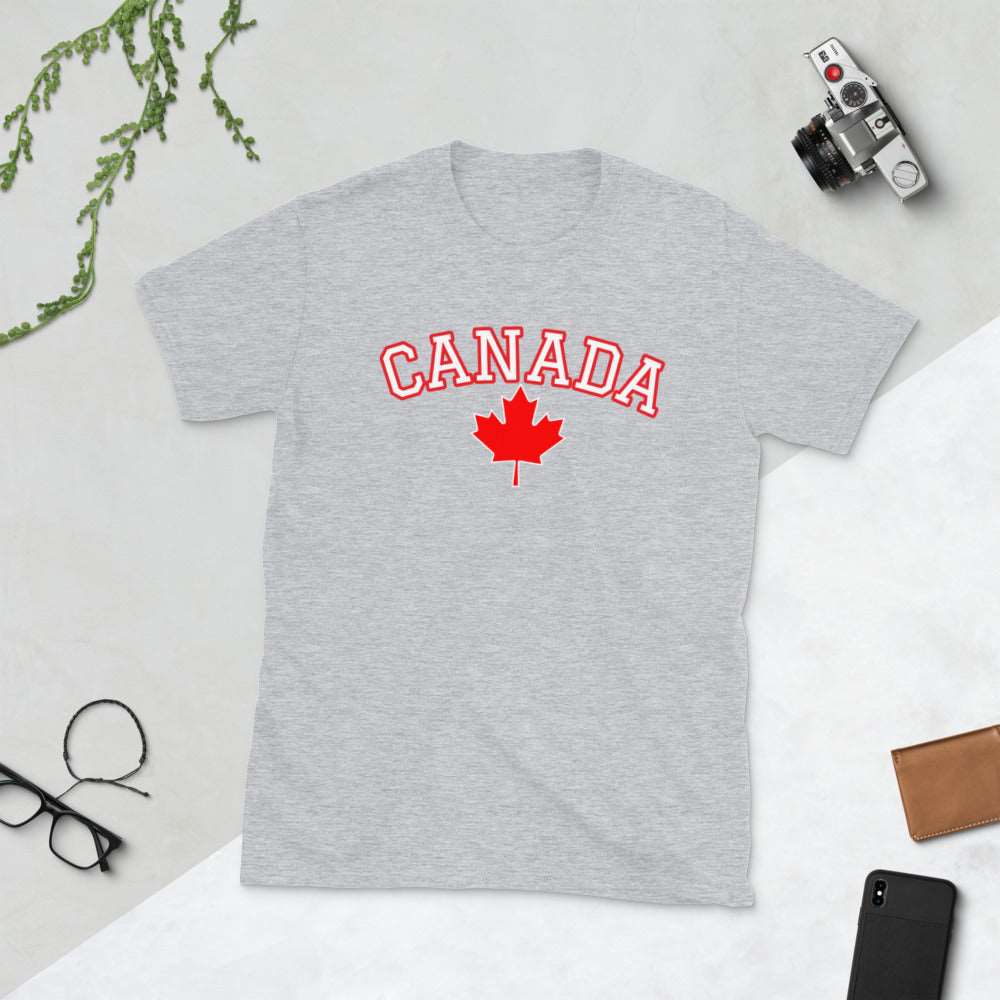 Bold Canada And Maple Leaf Unisex Soft Cotton, Softstyle Short-Sleeve T-Shirt TeeSpect