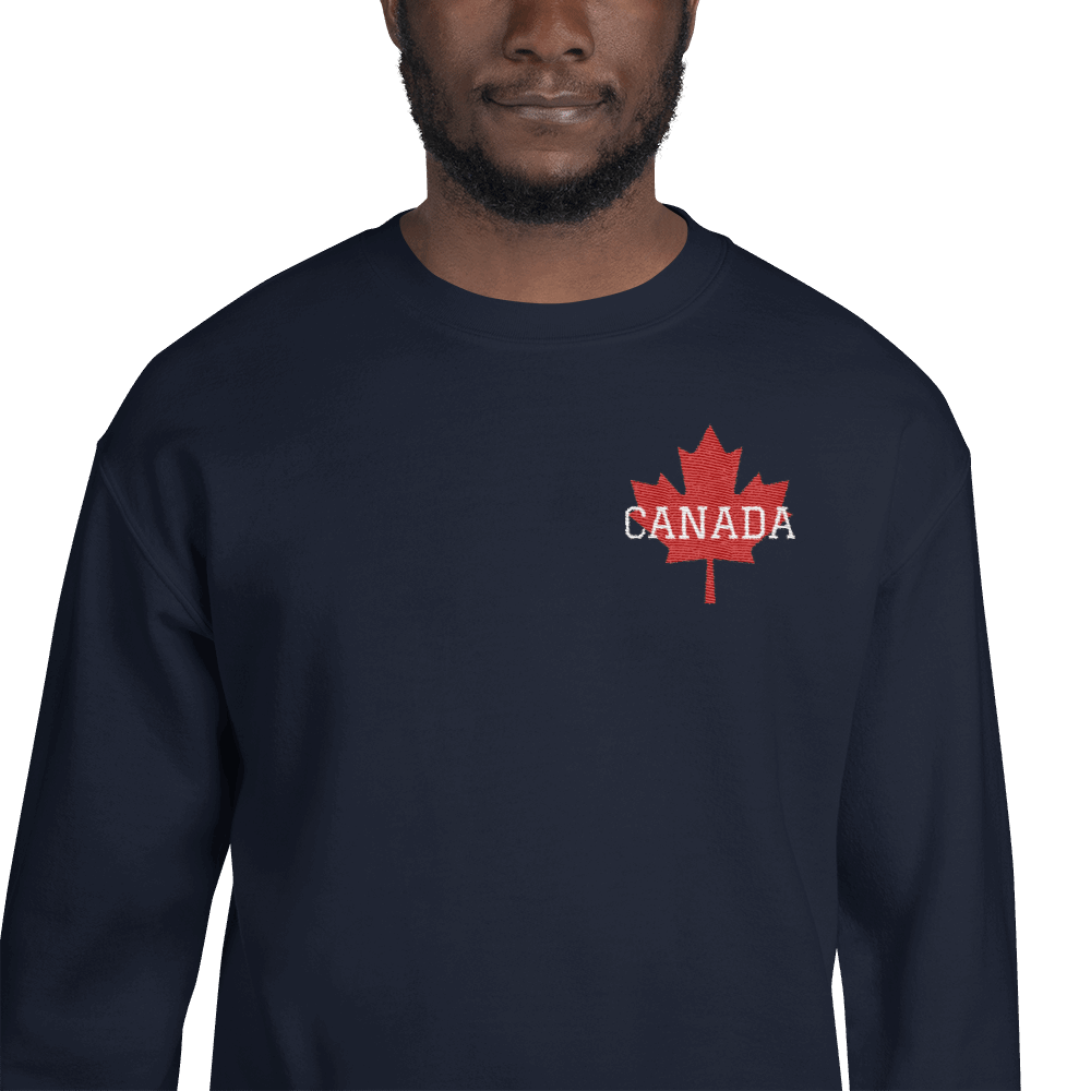 Bold CANADA Maple Leaf Embroidered Unisex Crew Neck Sweatshirt TeeSpect
