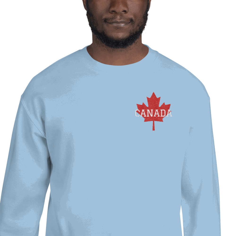 Bold CANADA Maple Leaf Embroidered Unisex Crew Neck Sweatshirt TeeSpect