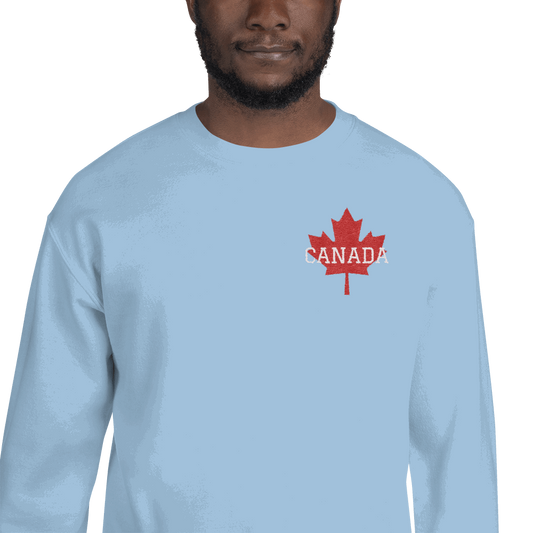 Bold CANADA Maple Leaf Embroidered Unisex Crew Neck Sweatshirt TeeSpect