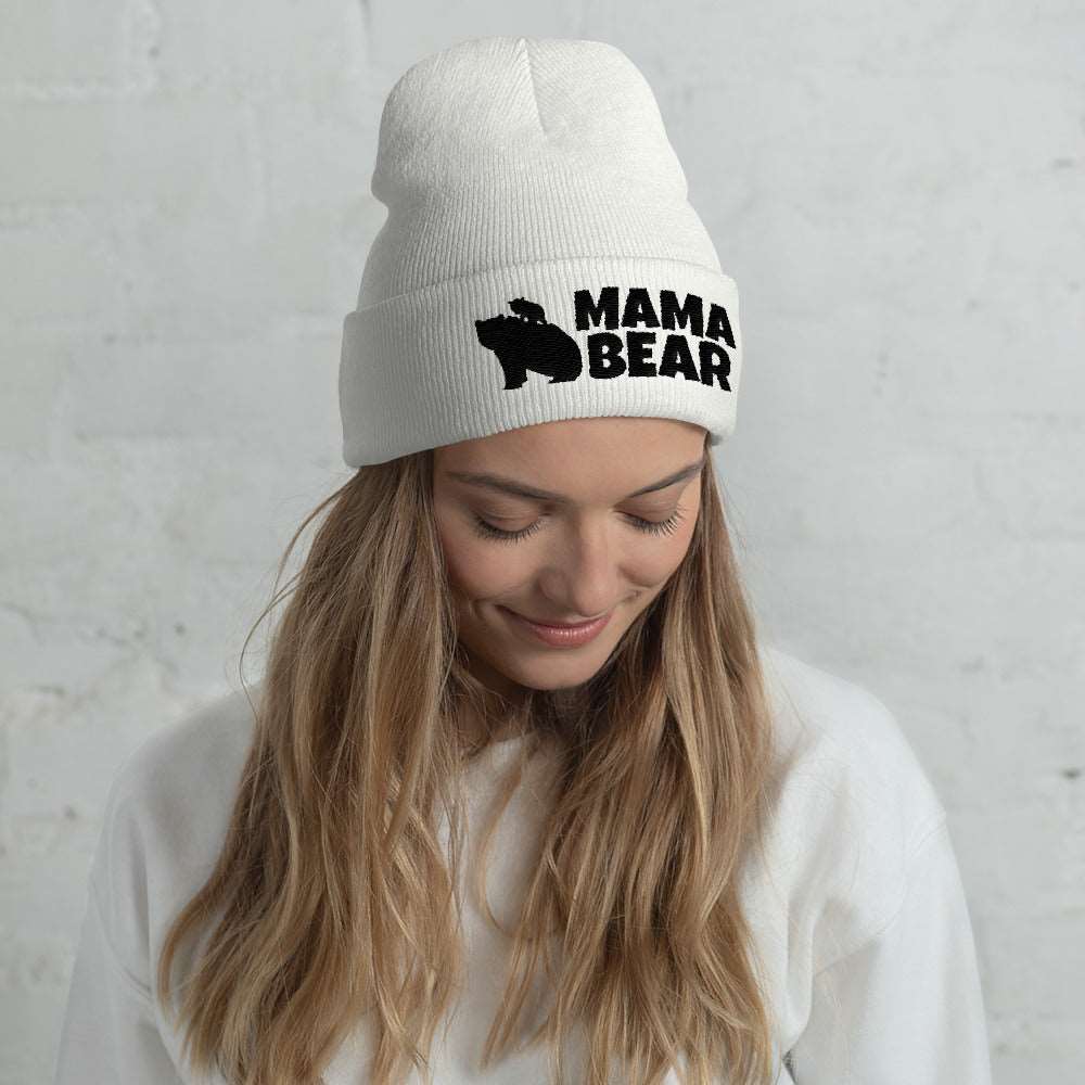 Bold MAMA BEAR Embroidery Cuffed Beanie TeeSpect
