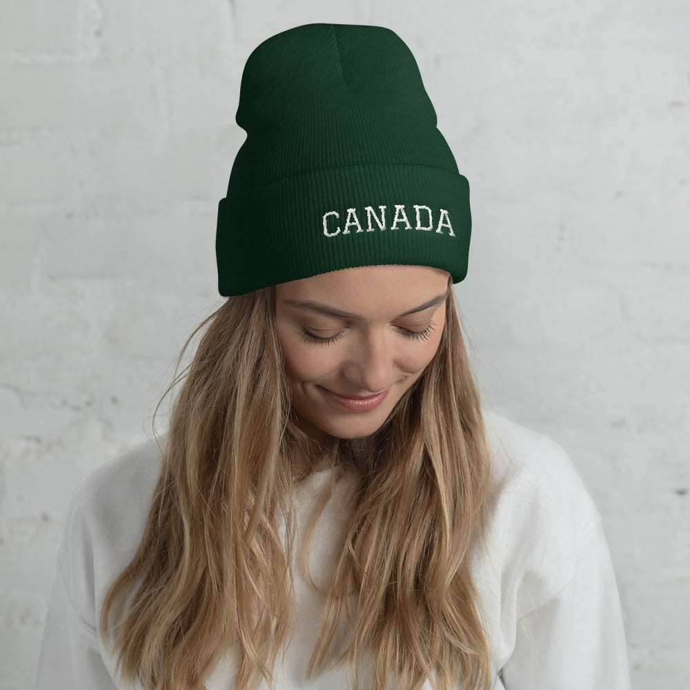 Bold CANADA Embroidery Cuffed Beanie TeeSpect