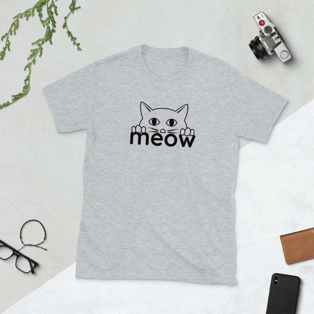 Cat Face Meow Unisex, Soft Cotton, Softstyle Short-Sleeve T-Shirt TeeSpect