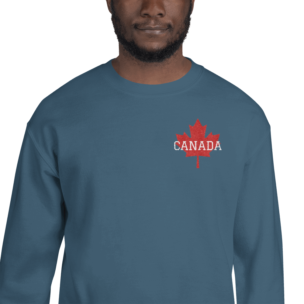Bold CANADA Maple Leaf Embroidered Unisex Crew Neck Sweatshirt TeeSpect