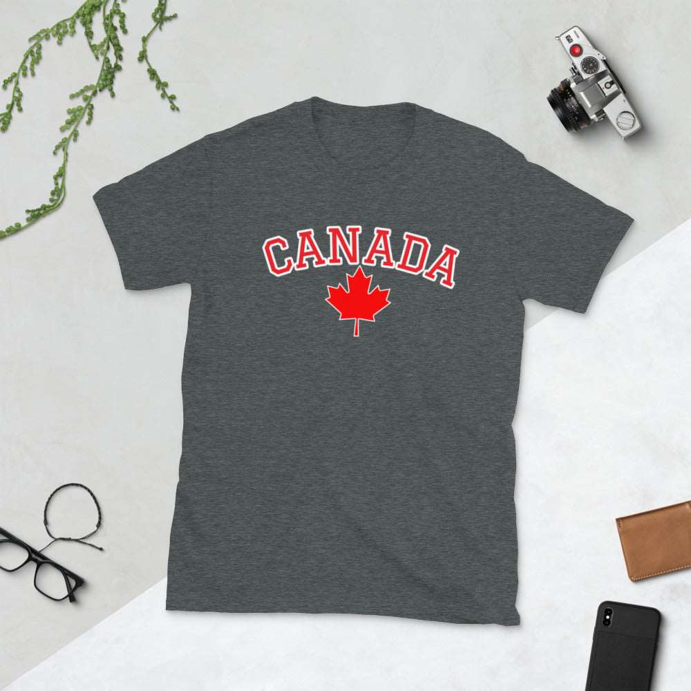 Bold Canada And Maple Leaf Unisex Soft Cotton, Softstyle Short-Sleeve T-Shirt TeeSpect