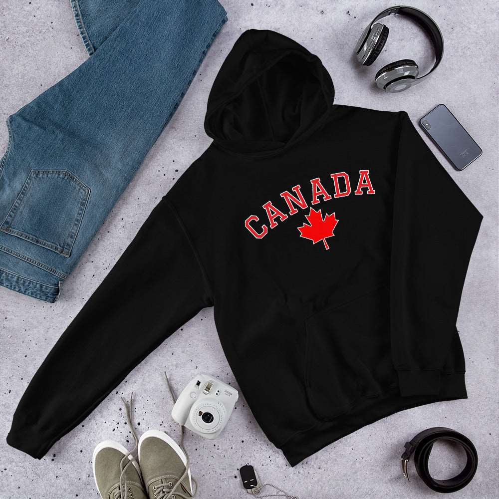 Bold Canada And Maple Leaf, Soft Feel, Double Stitched, Smooth, Stylish Unisex Heavy Blend Hoodie TeeSpect