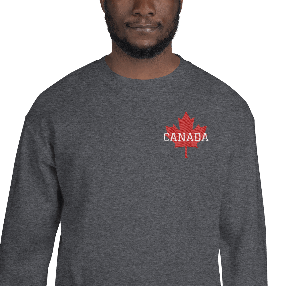 Bold CANADA Maple Leaf Embroidered Unisex Crew Neck Sweatshirt TeeSpect