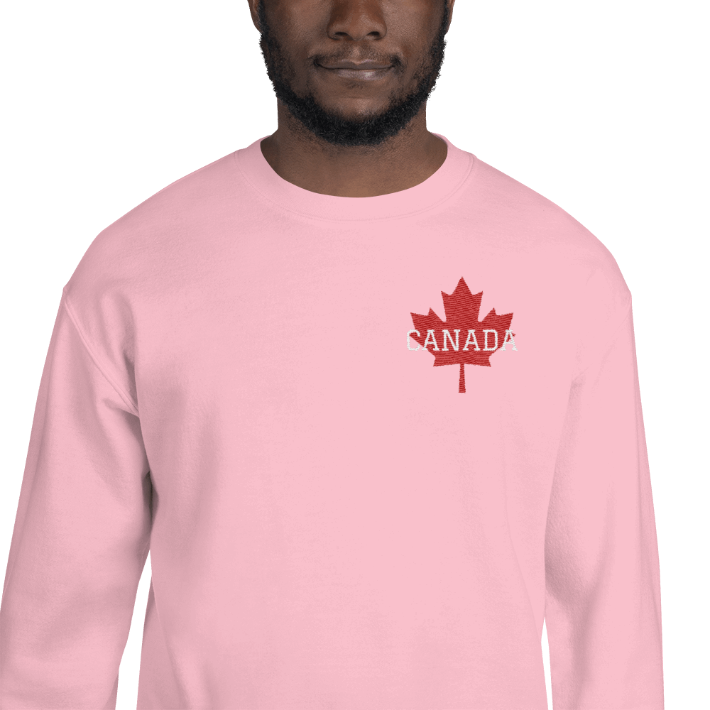 Bold CANADA Maple Leaf Embroidered Unisex Crew Neck Sweatshirt TeeSpect