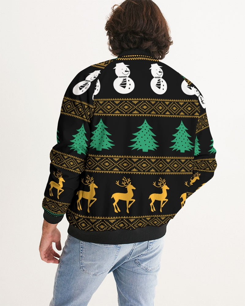 Snowman Tree Wonderland Black Men's Bomber Jacket TeeSpect