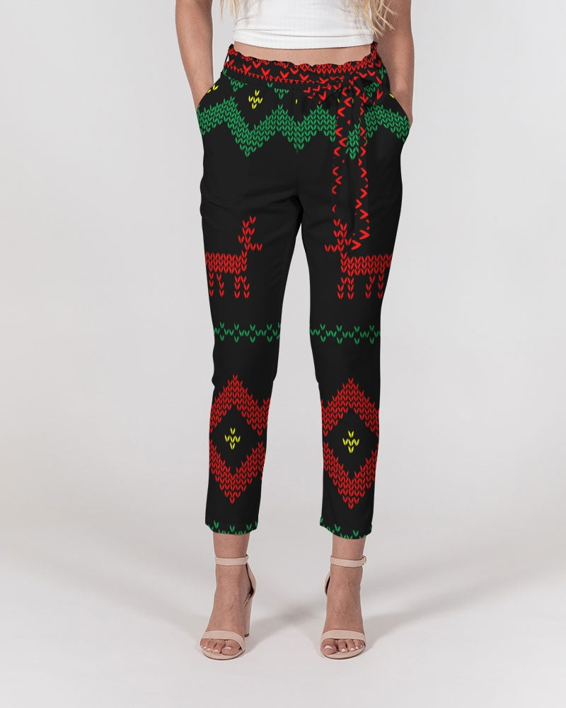 Christmas Merry Sweatshirt (Sweater) Black Women's Belted Tapered Pants TeeSpect