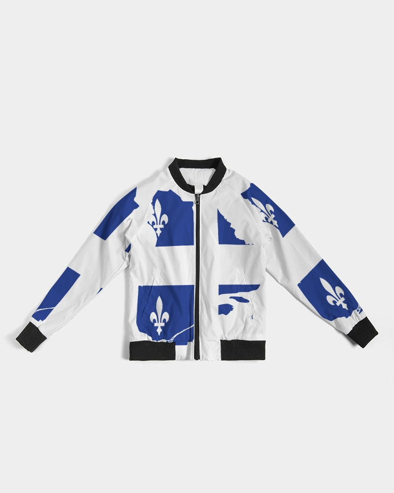 Quebec Map Flag - Drapeau Carte Québec (Fleurdelisé) Women's Bomber Jacket TeeSpect