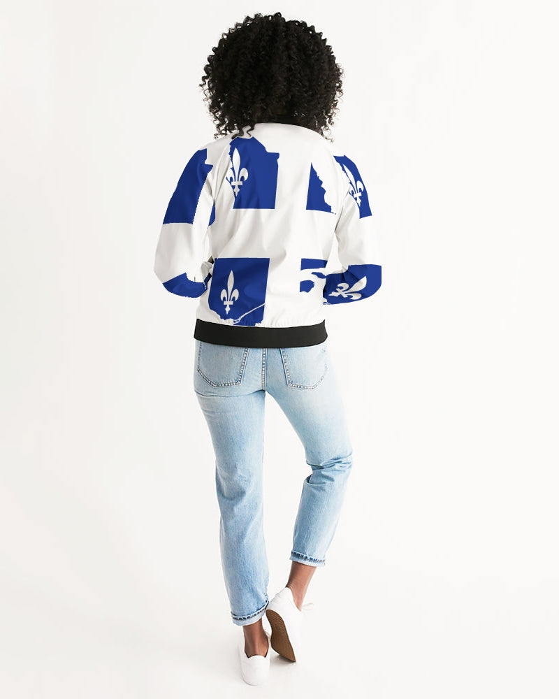 Quebec Map Flag - Drapeau Carte Québec (Fleurdelisé) Women's Bomber Jacket TeeSpect