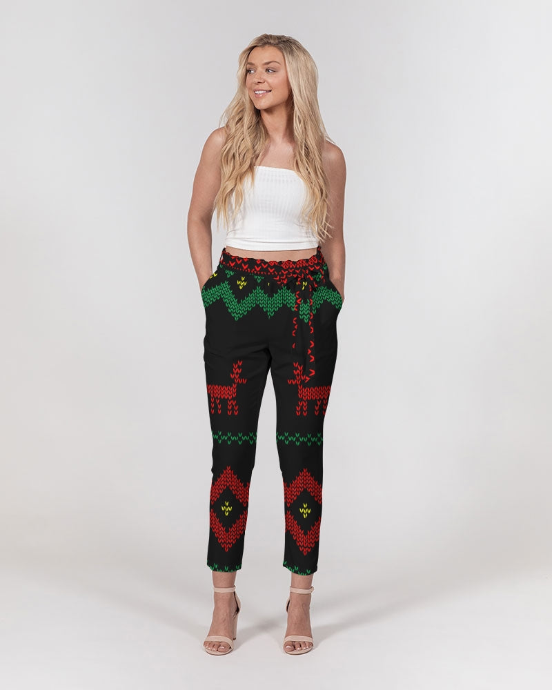 Christmas Merry Sweatshirt (Sweater) Black Women's Belted Tapered Pants TeeSpect