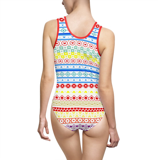 Women's Classic One-piece Love You Lots Of Hearts One-Piece Swimsuit TeeSpect