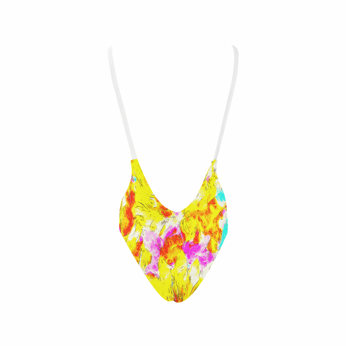 Floral Sketch Art Sexy Low Back One-Piece Swimsuit TeeSpect