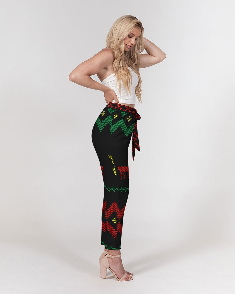 Christmas Merry Sweatshirt (Sweater) Black Women's Belted Tapered Pants TeeSpect