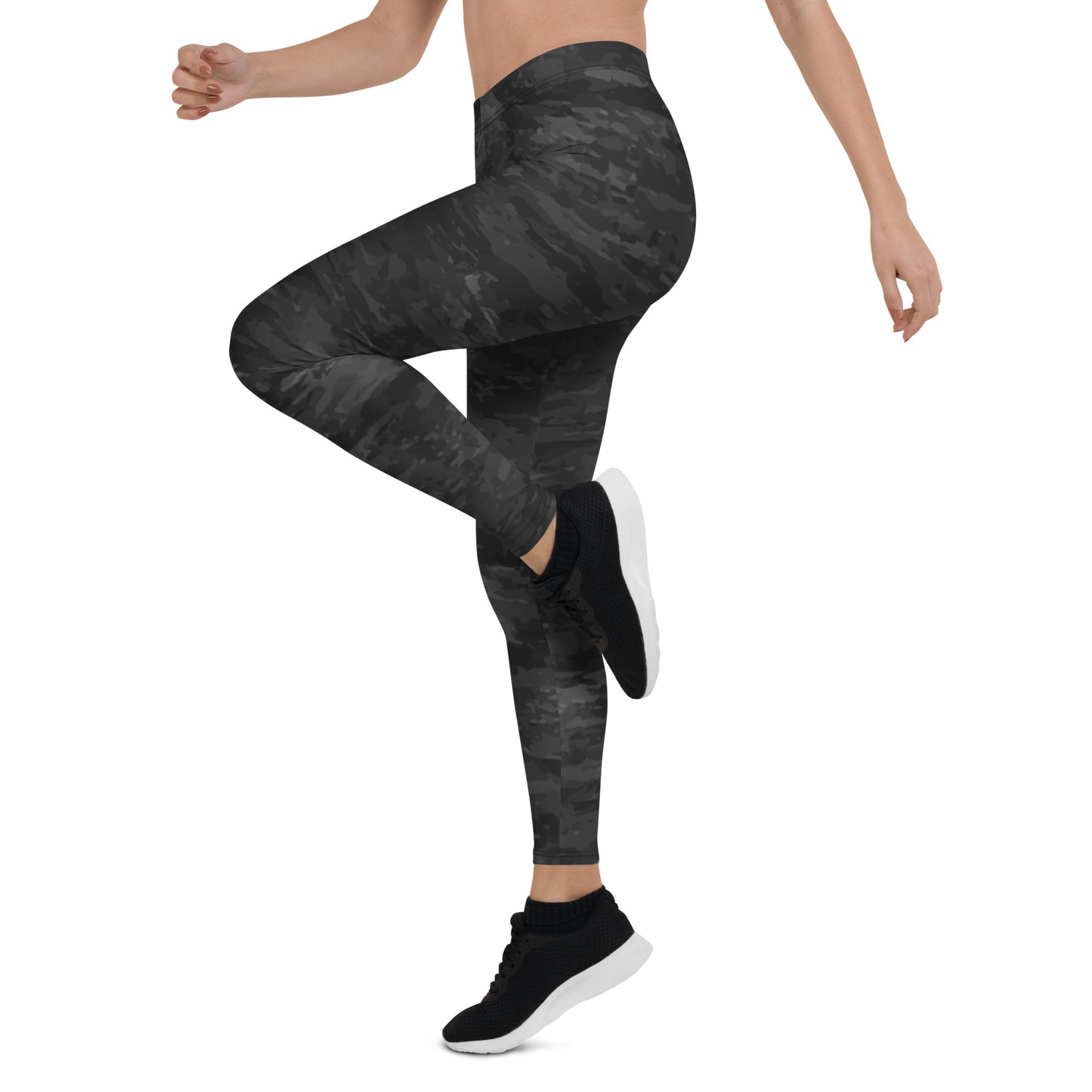 Textured Black Camouflage Leggings