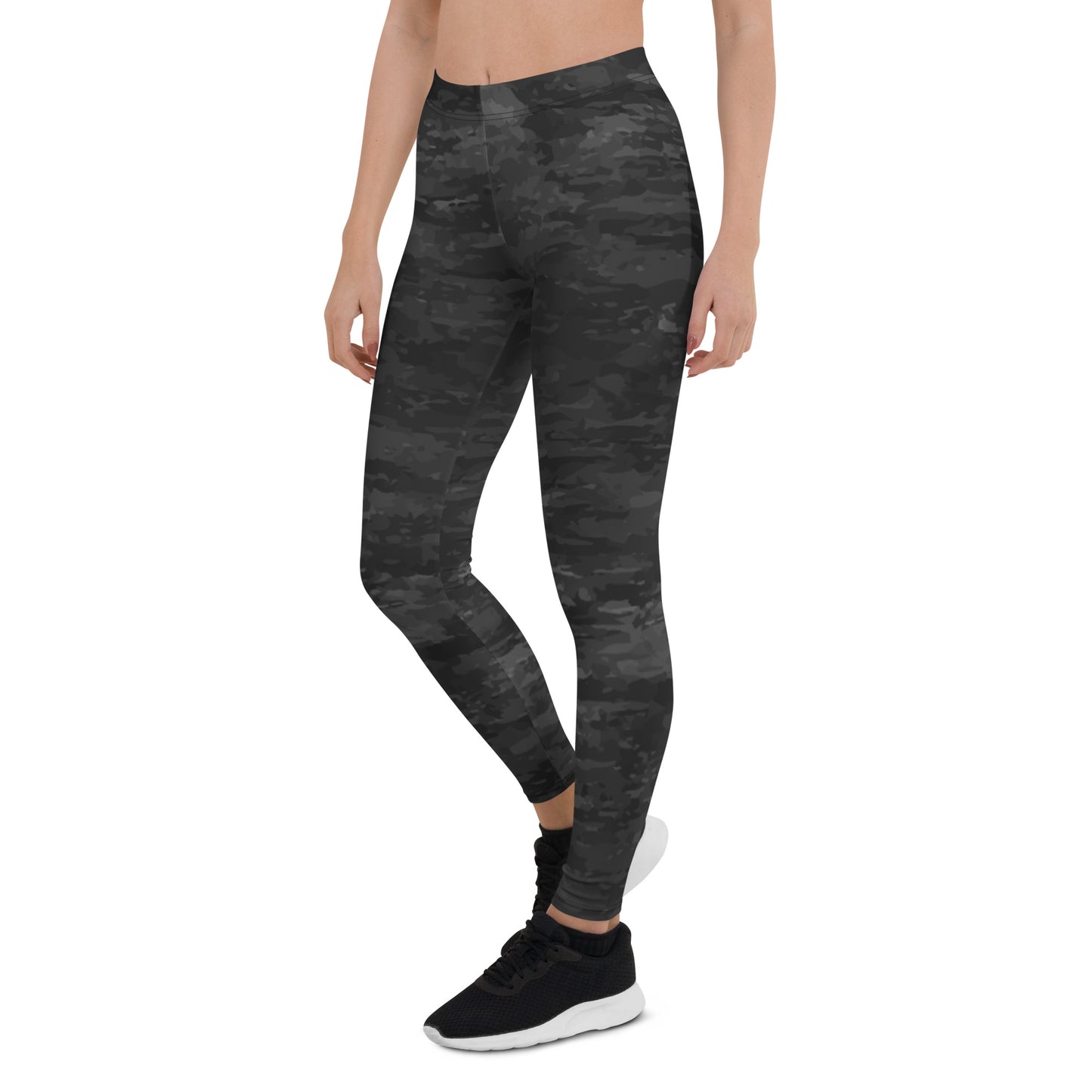 Textured Black Camouflage Leggings