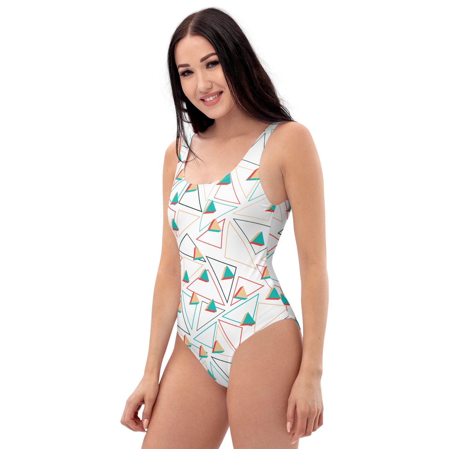 Triangular Candied White One-Piece Swimsuit TeeSpect