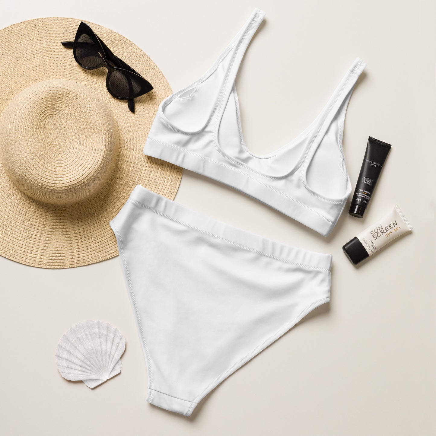 White Recycled High-Waisted Bikini