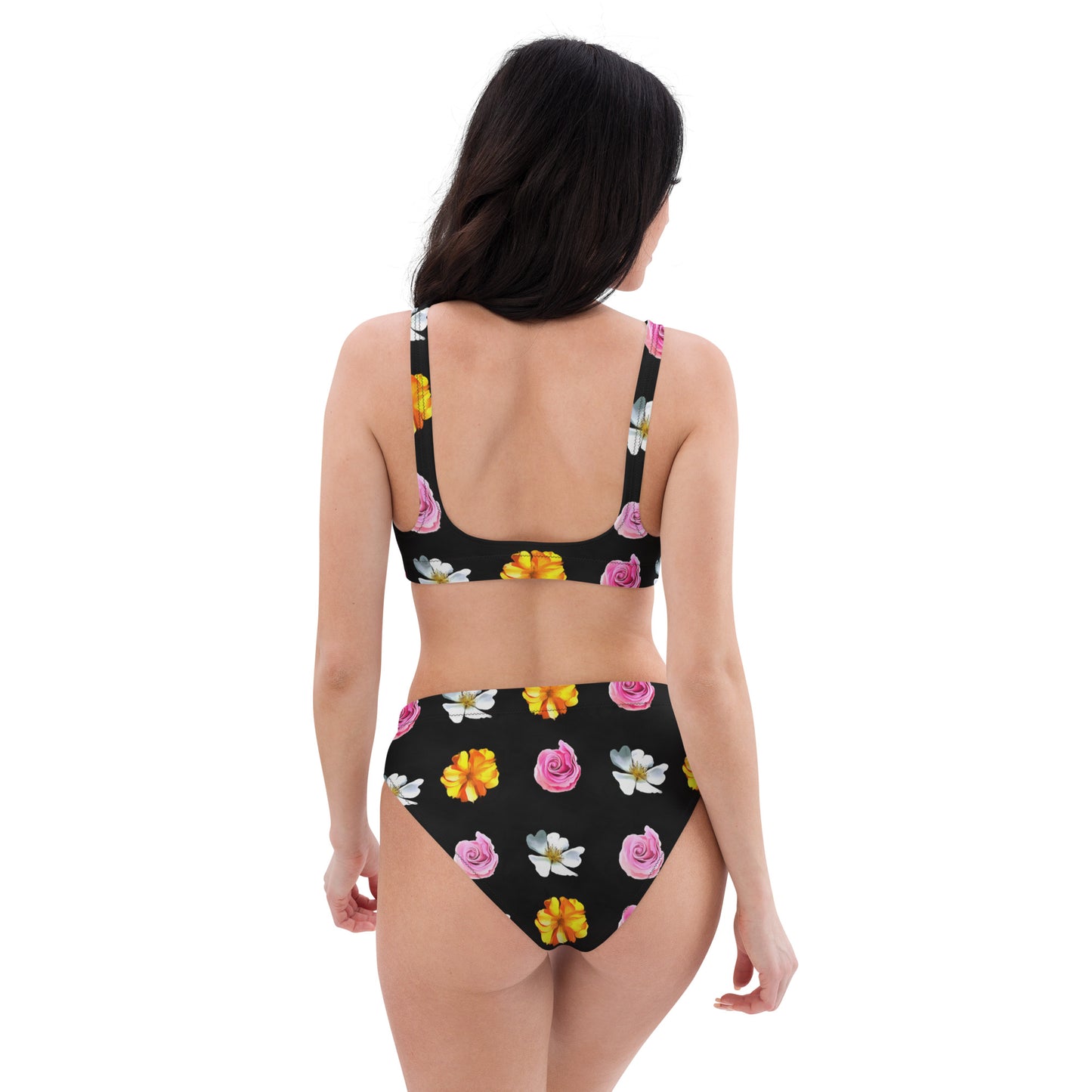 Summer Floral Clips Recycled High-Waisted Bikini