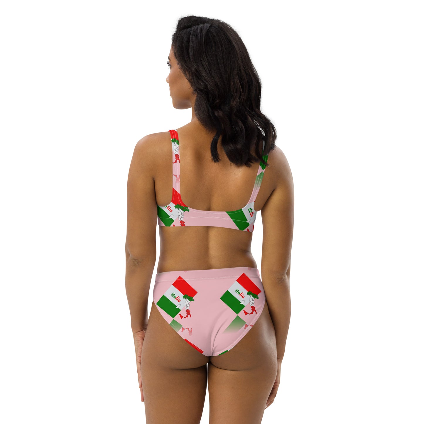 Elegant Italia-Italy Flag And Map Recycled High-Waisted Bikini