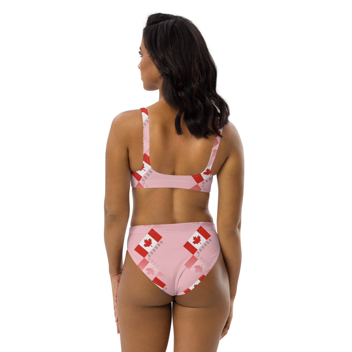 Elegant Maple Leaf Canada Recycled High-Waisted Bikini