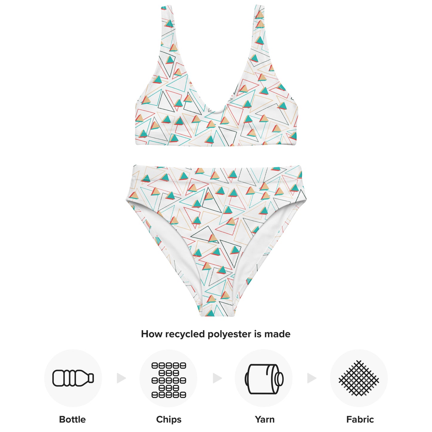 Triangular Candied Recycled High-Waisted Bikini - Multiple Colors
