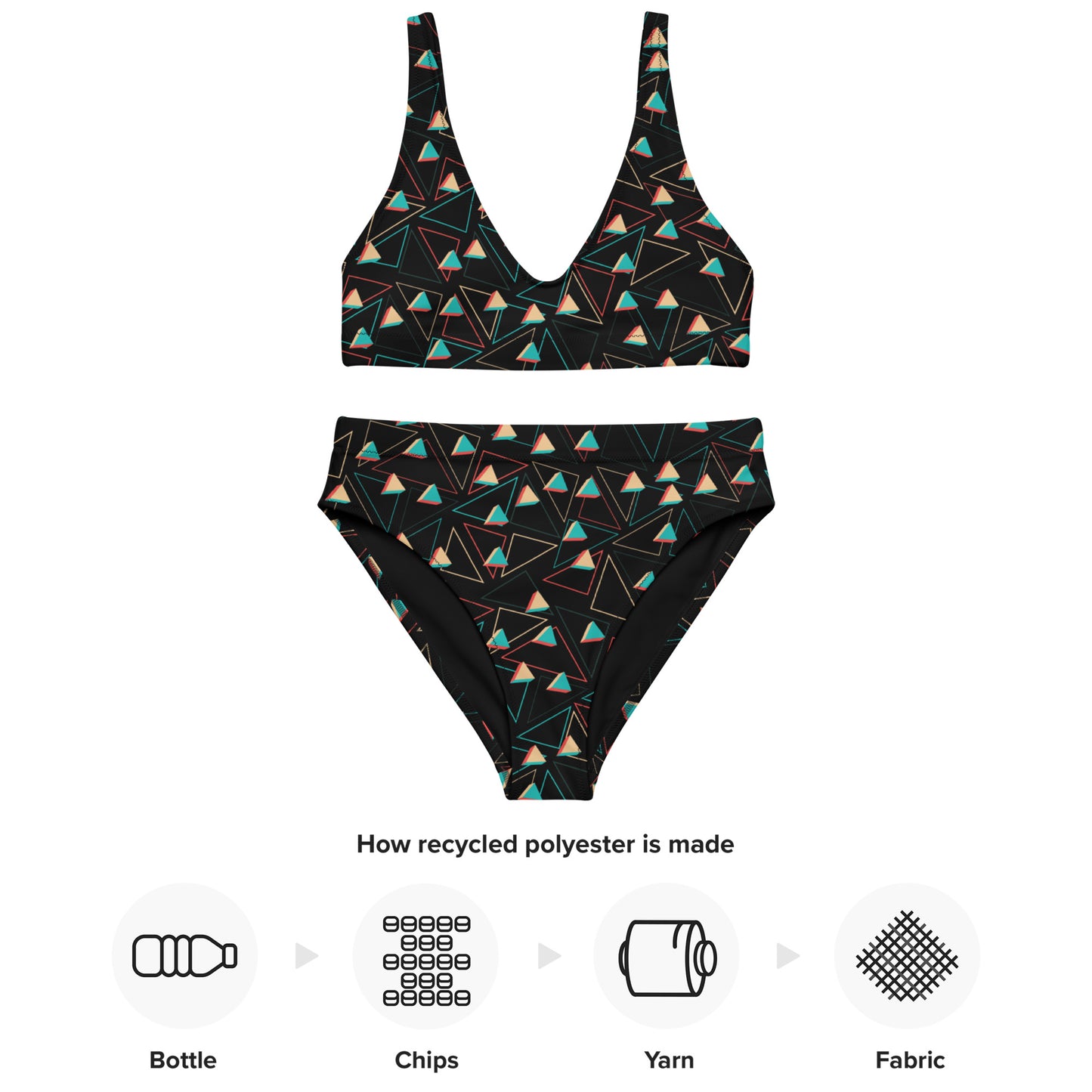 Triangular Candied Recycled High-Waisted Bikini - Multiple Colors