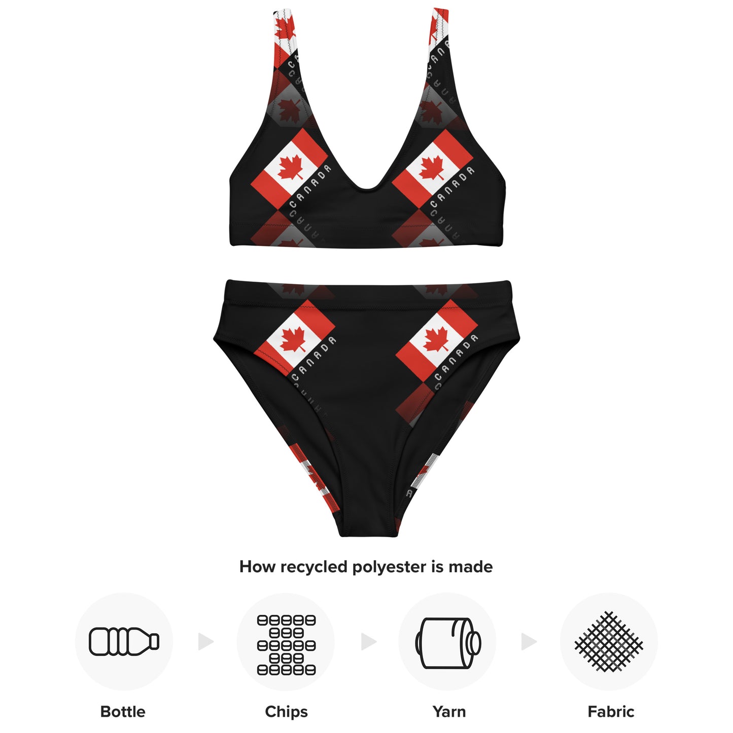 Elegant Maple Leaf Canada Recycled High-Waisted Bikini