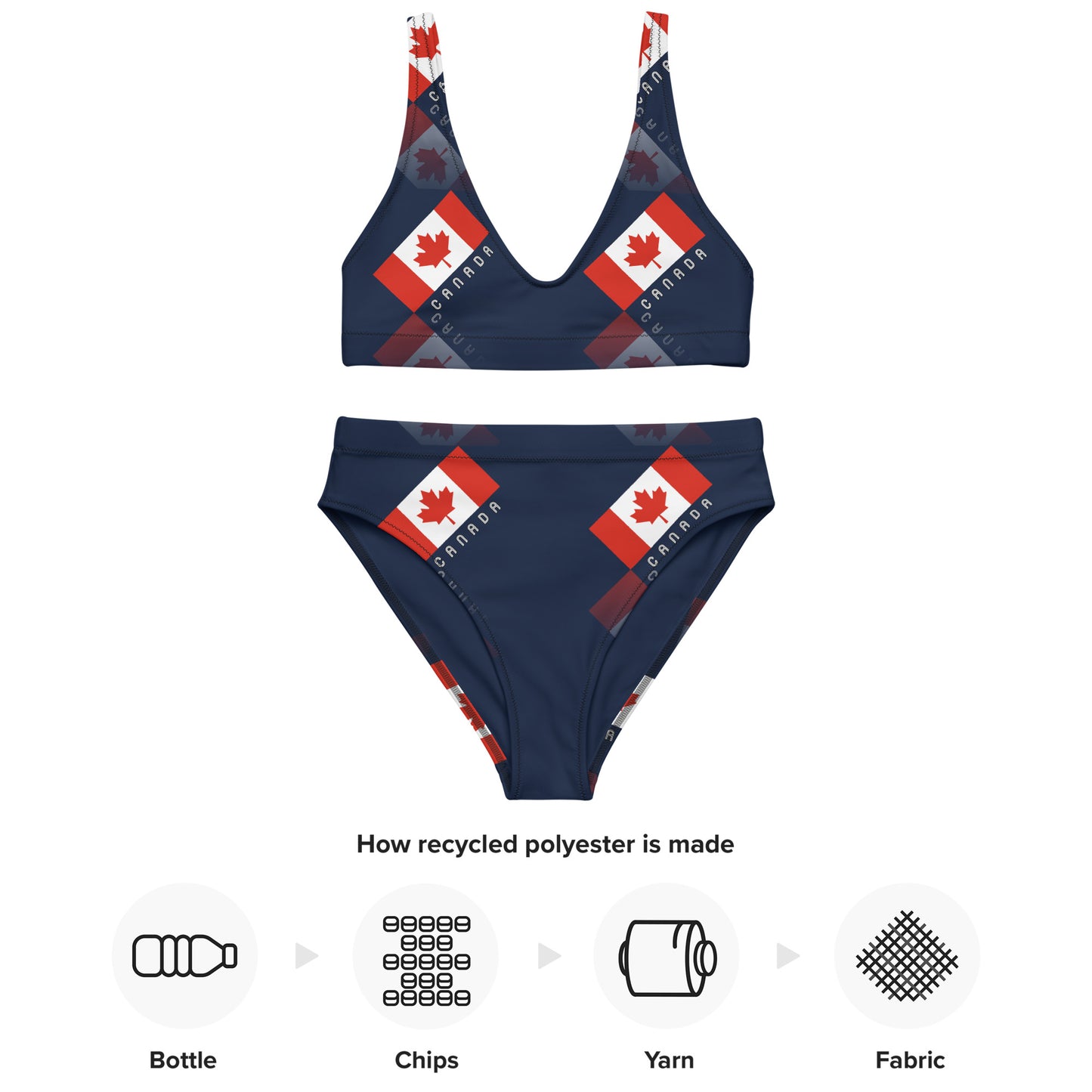 Elegant Maple Leaf Canada Recycled High-Waisted Bikini