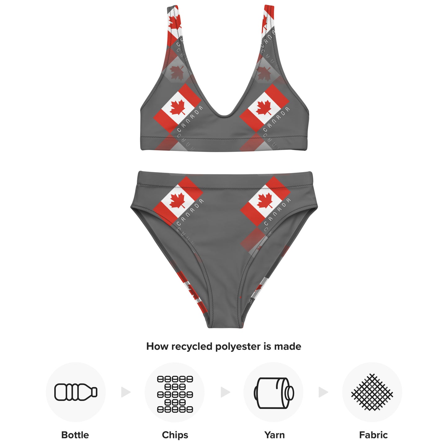 Elegant Maple Leaf Canada Recycled High-Waisted Bikini